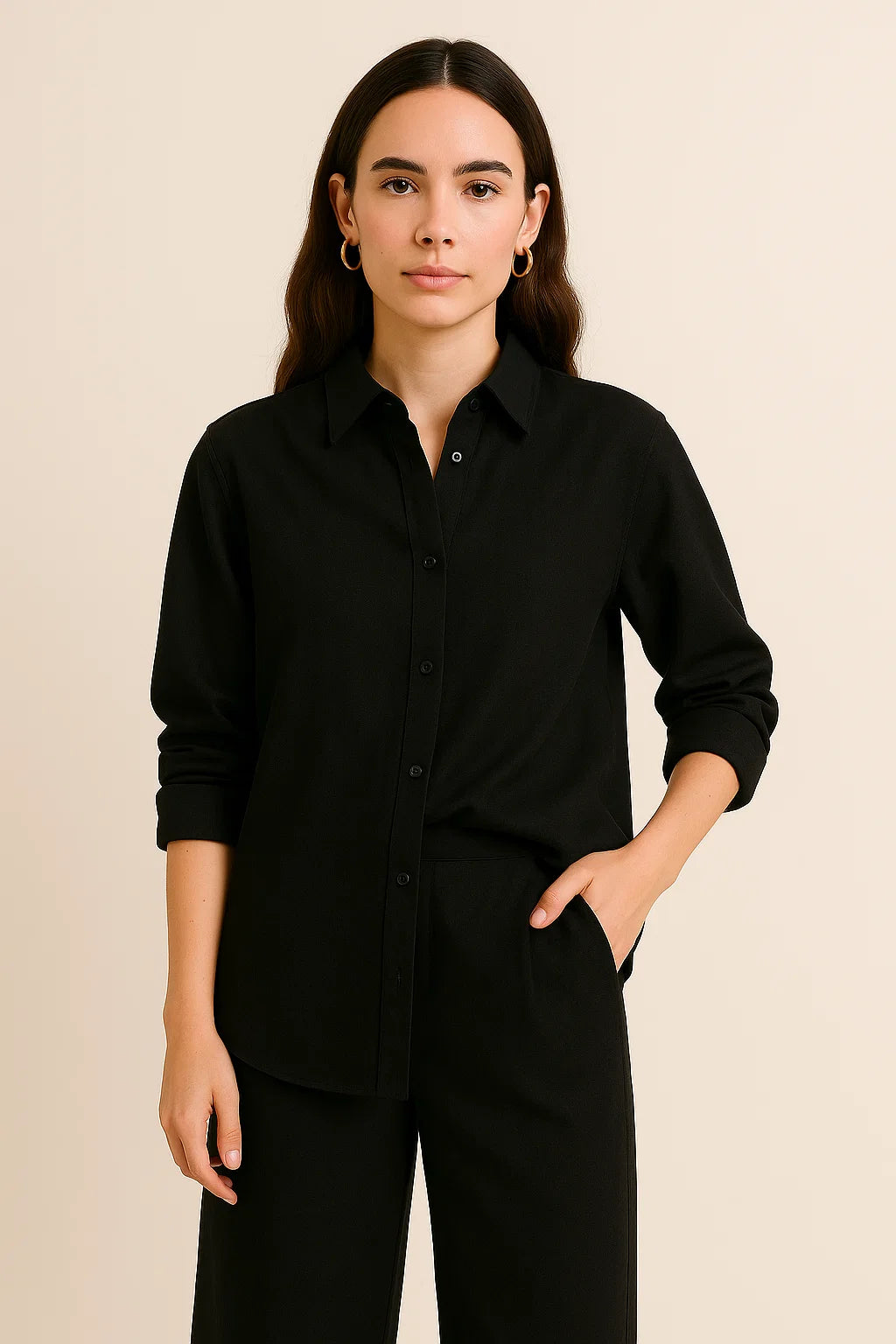 LINEN SHIRT & PALAZZO TROUSER SET - ROYAL BLUE