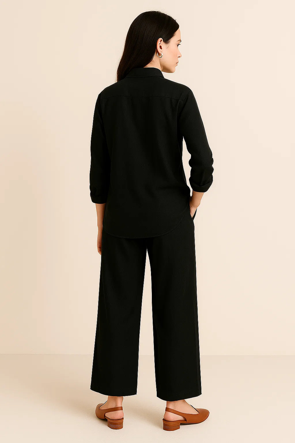 LINEN SHIRT & PALAZZO TROUSER SET - ROYAL BLUE