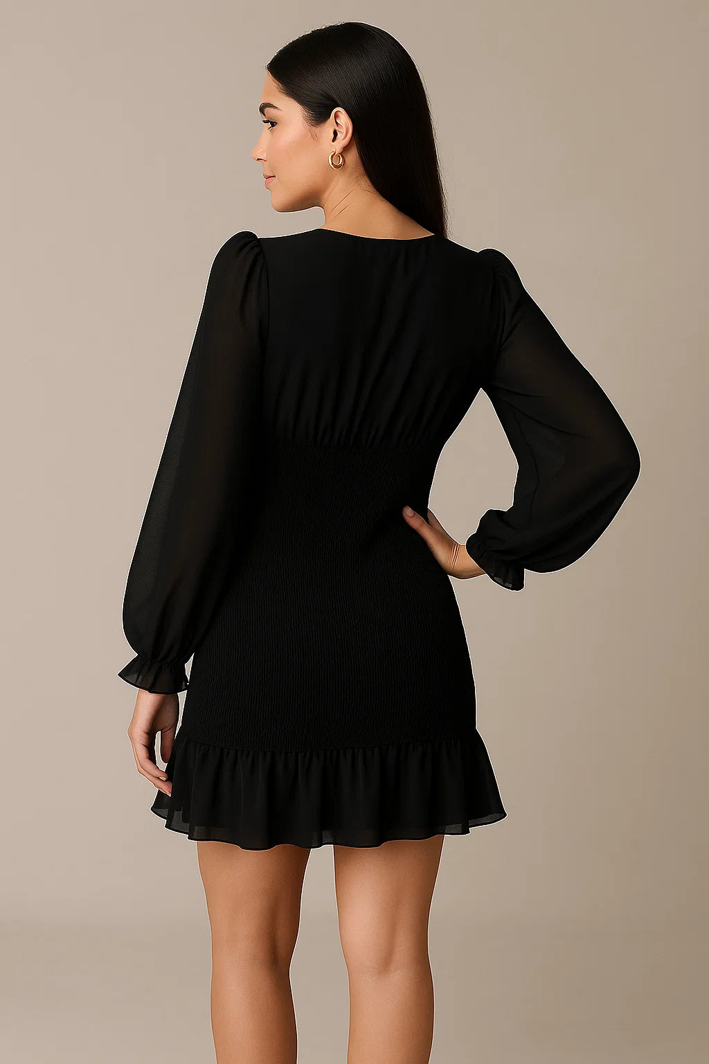 SMOCKED SHORT DRESS - BLUE