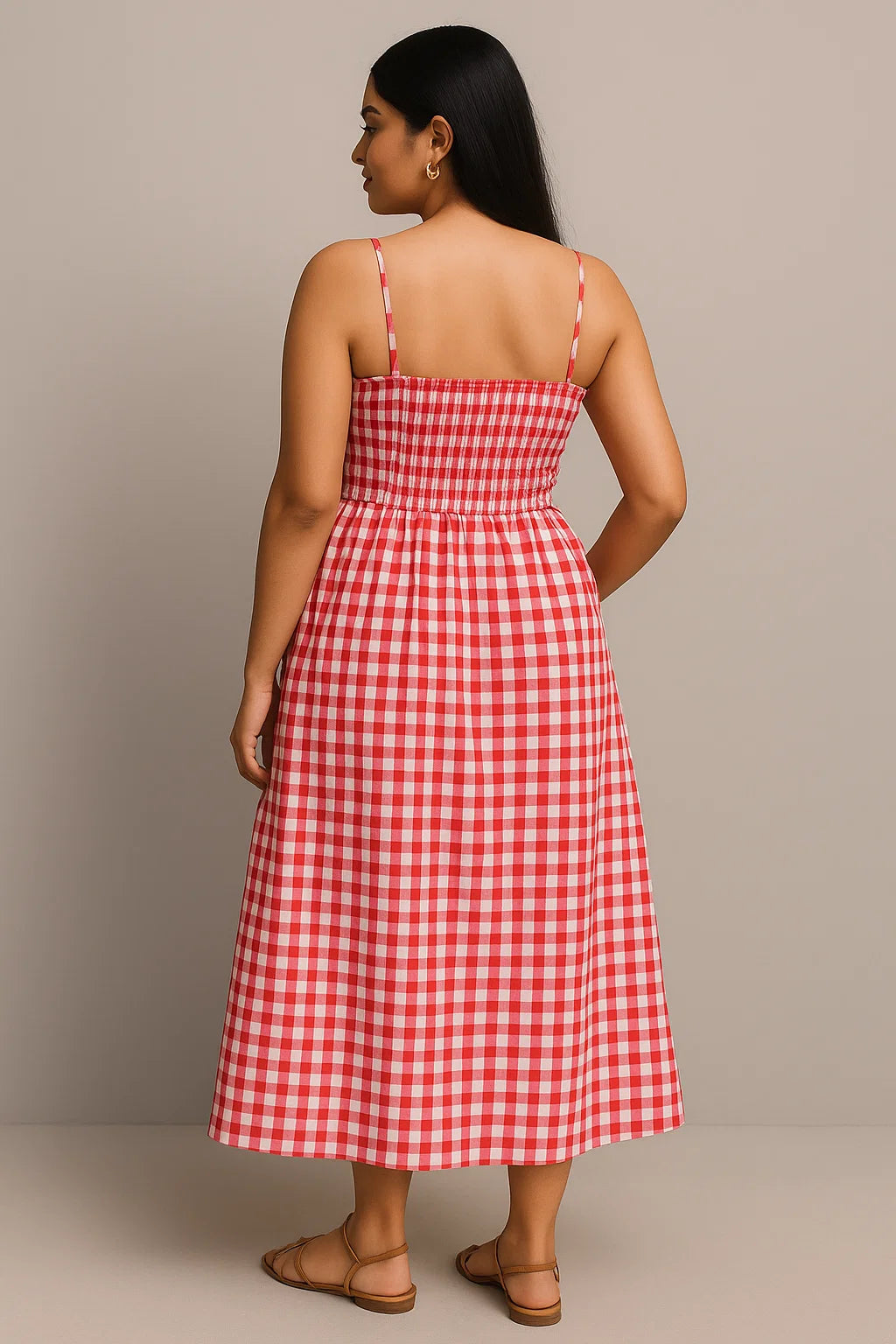 CHECKERED DRESS WITH THIN STRAPS