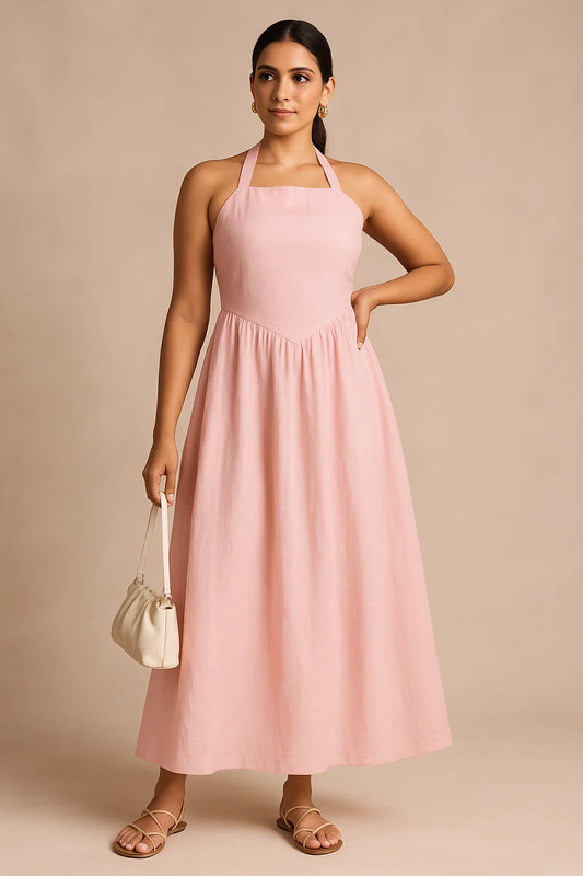 PEONY HALO IN PURE COTTON DRESS - LIGHT PINK