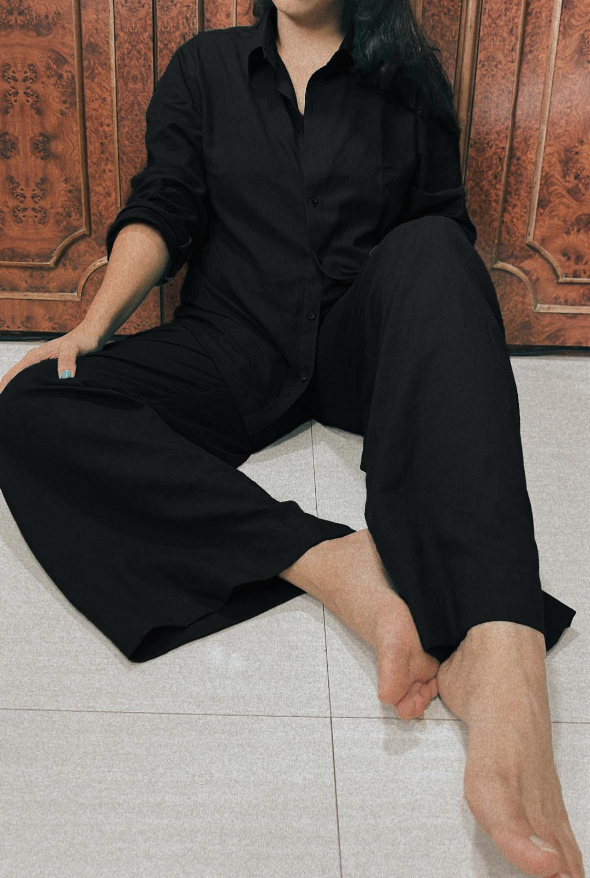 LINEN SHIRT & PALAZZO TROUSER SET - GREEN