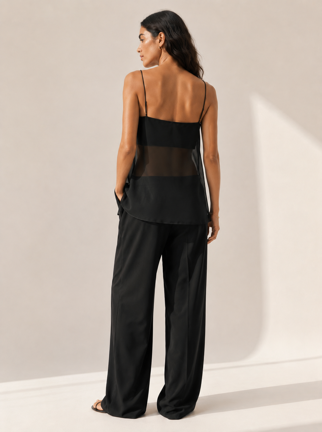 SHEER TOP WITH THIN STRAPS