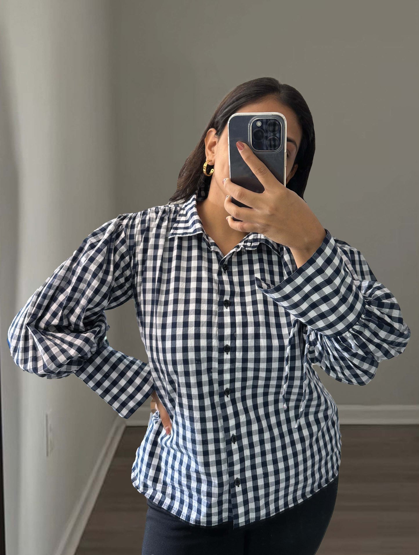 GINGHAM SHIRT- BLACK & WHITE