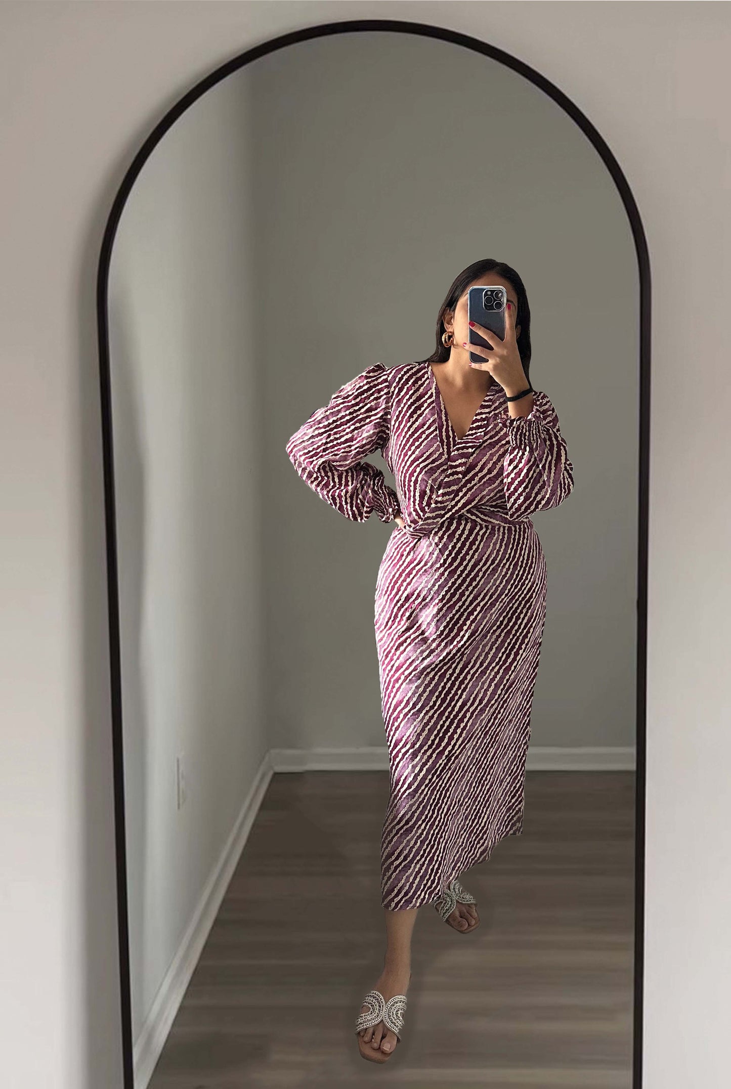 STRIPED LONG DRESS - PURPLE