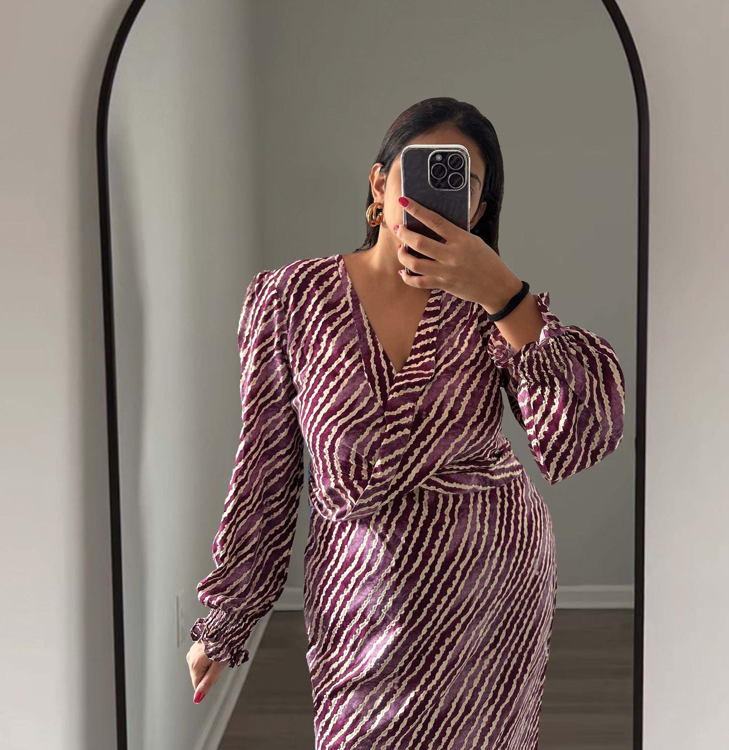 STRIPED LONG DRESS - PURPLE