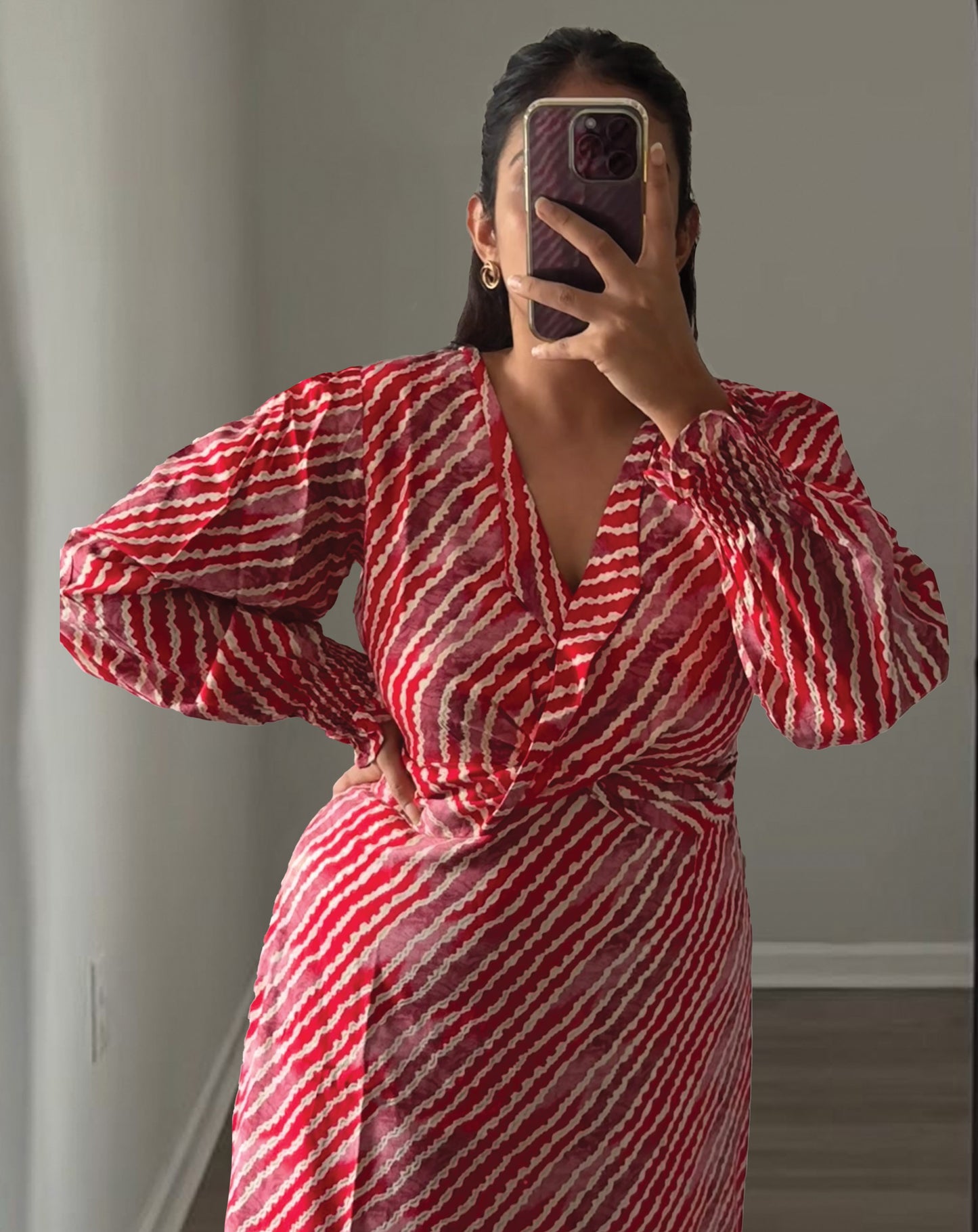 STRIPED LONG DRESS - RED