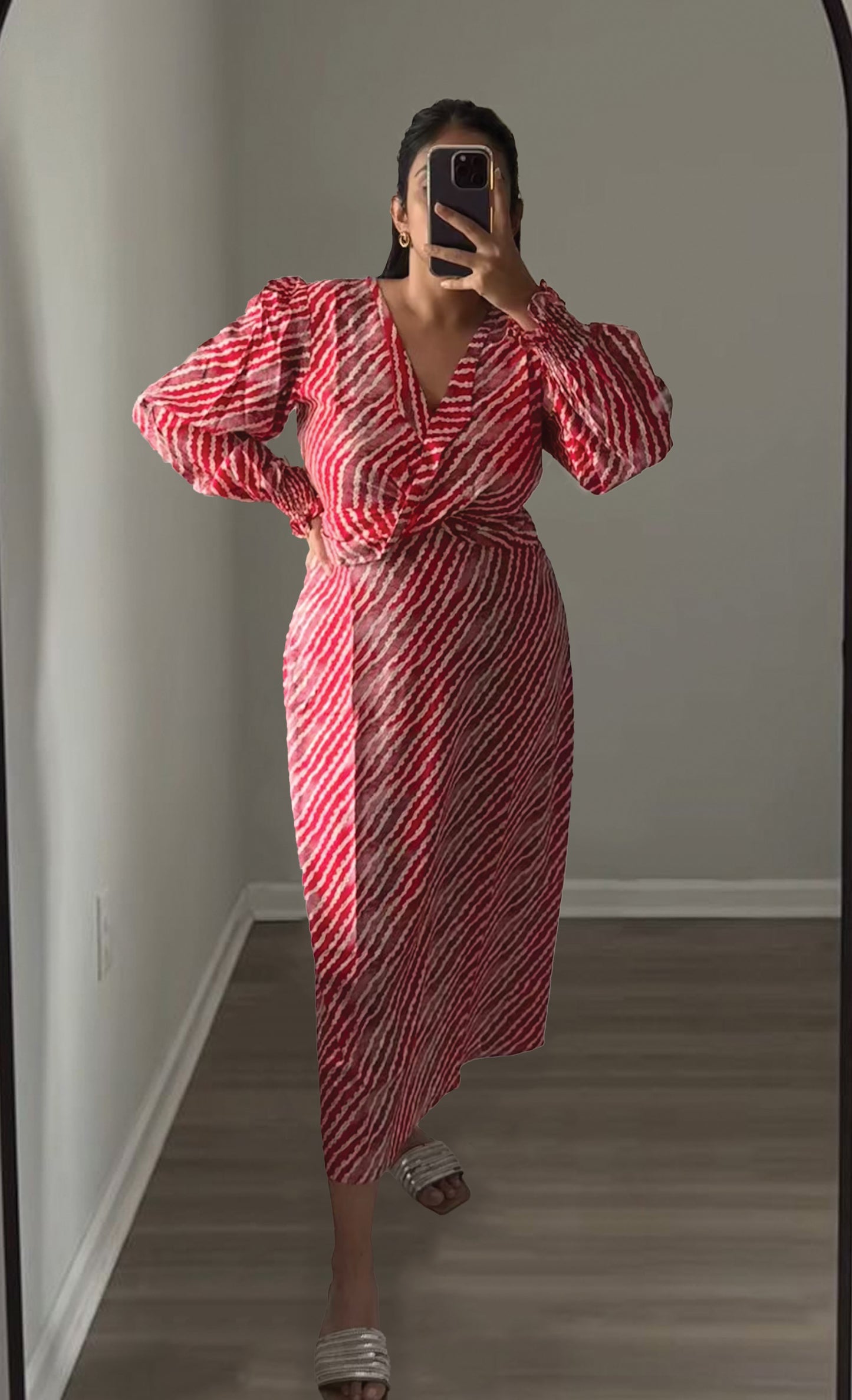 STRIPED LONG DRESS - PURPLE