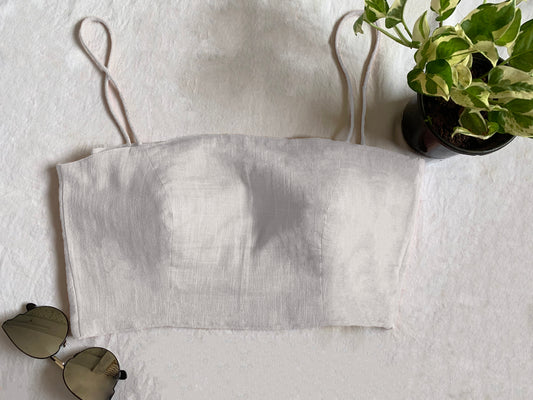 LINEN BANDEAU TOP - WHITE