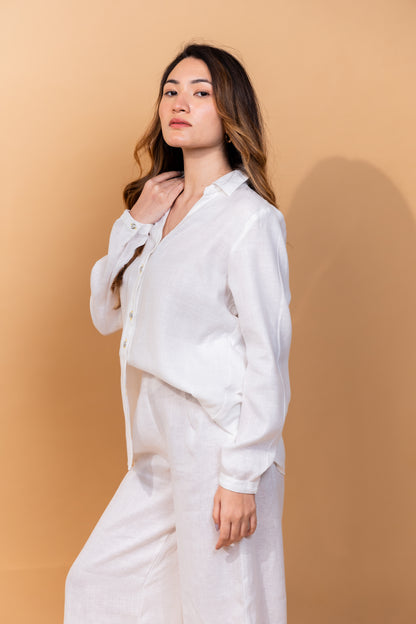 LINEN BLEND SHIRT WITH TROUSER SET