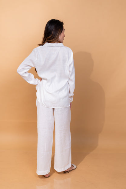 LINEN BLEND SHIRT WITH TROUSER SET