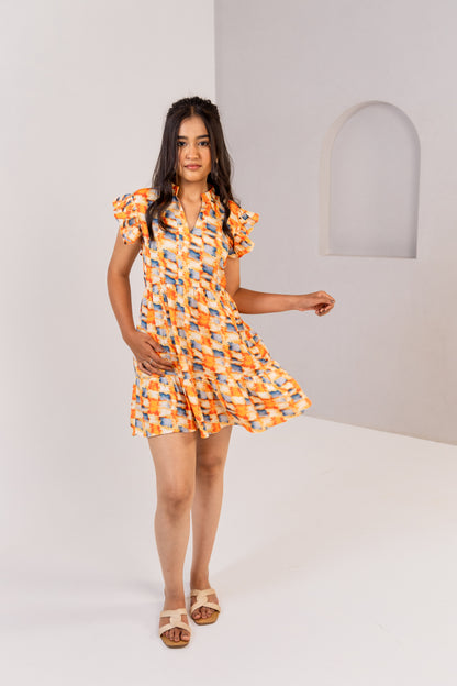 ORANGE SHORT DRESS