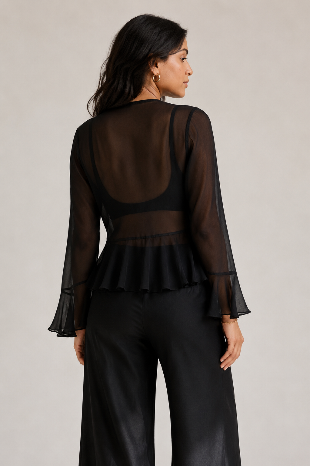 RUFFLED SHEER TOP - PINK