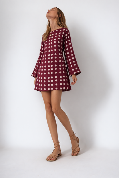 BLACK BELL SLEEVES POLKA DOT DRESS