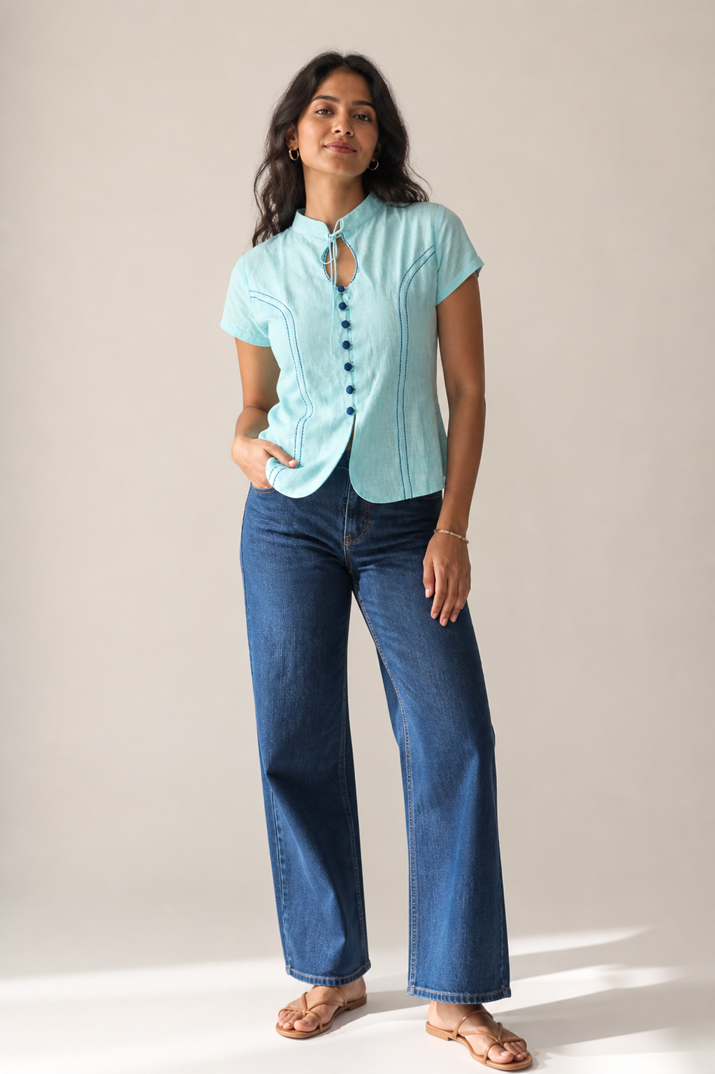 COLLARED COTTON TOP