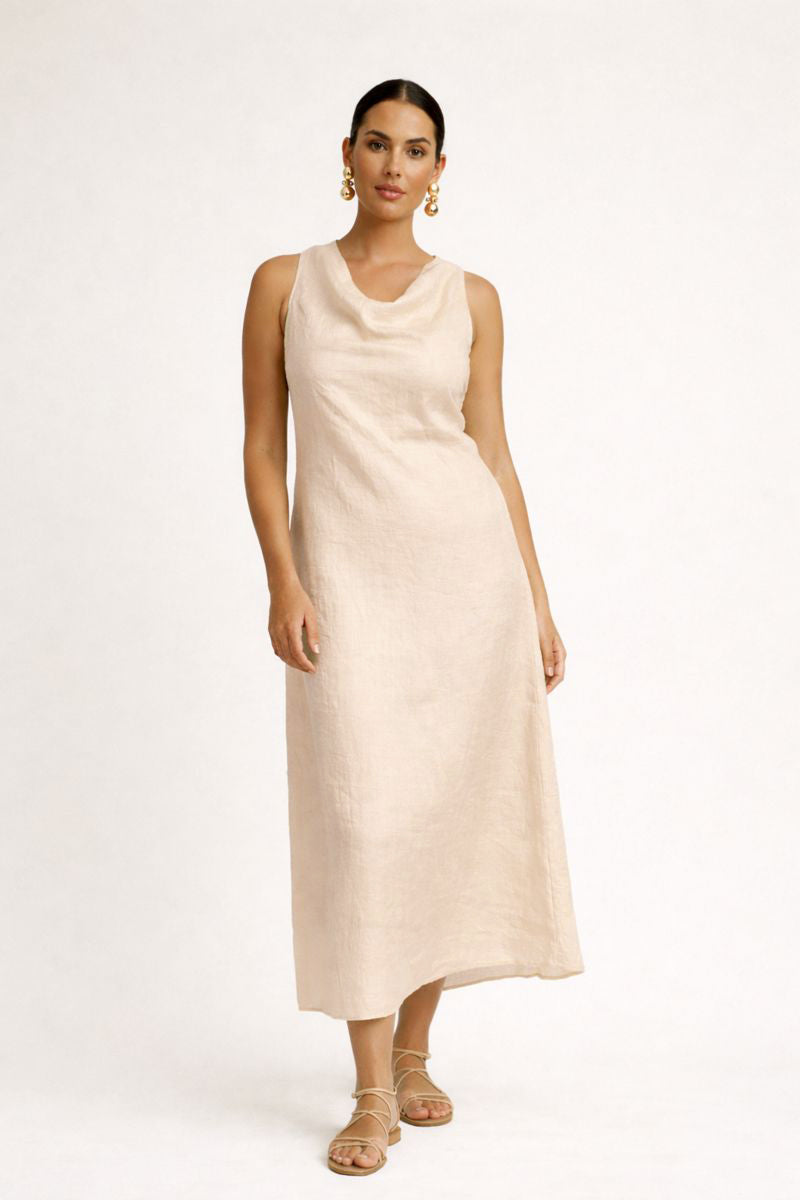 COWL DRESS - CHAMPAGNE