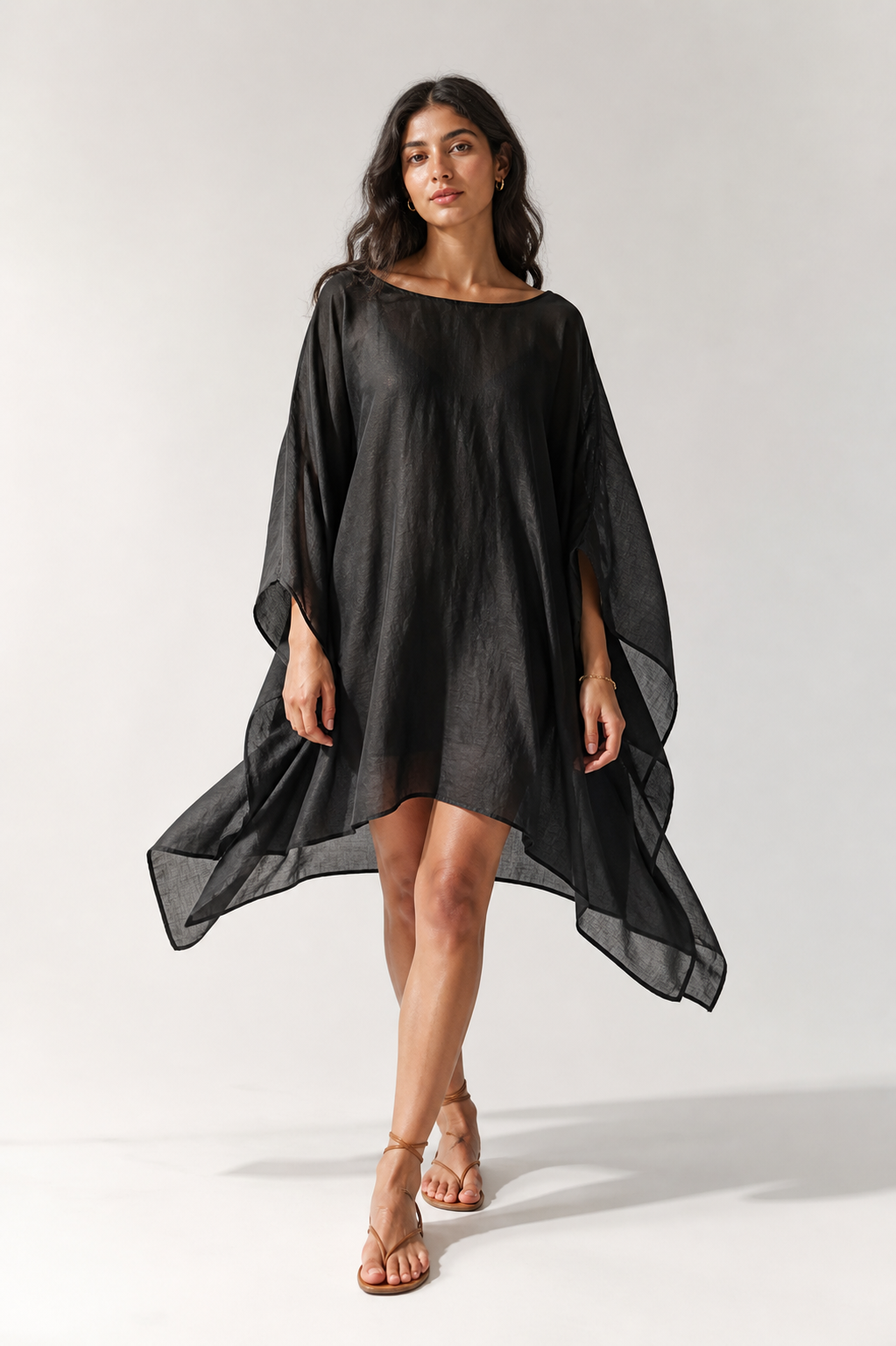 BEIGE BEACH SHEER COVER-UP