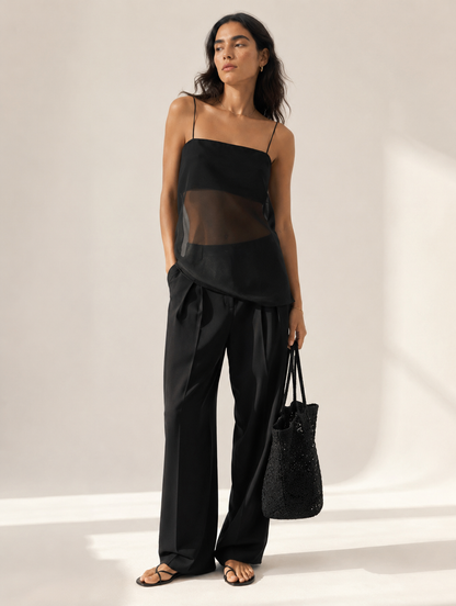 SHEER TOP WITH THIN STRAPS