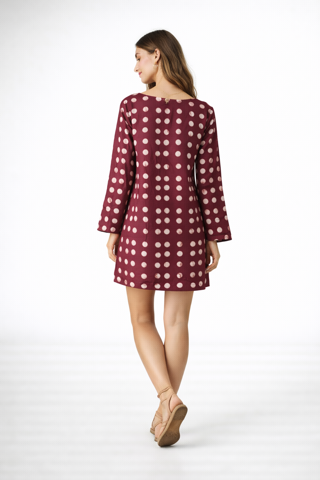 BLACK BELL SLEEVES POLKA DOT DRESS