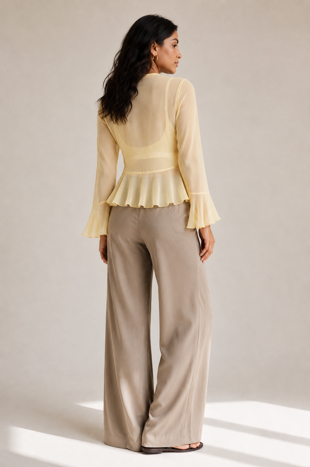 RUFFLED SHEER TOP - PINK