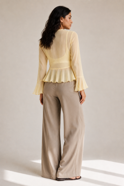 RUFFLED SHEER TOP - PINK