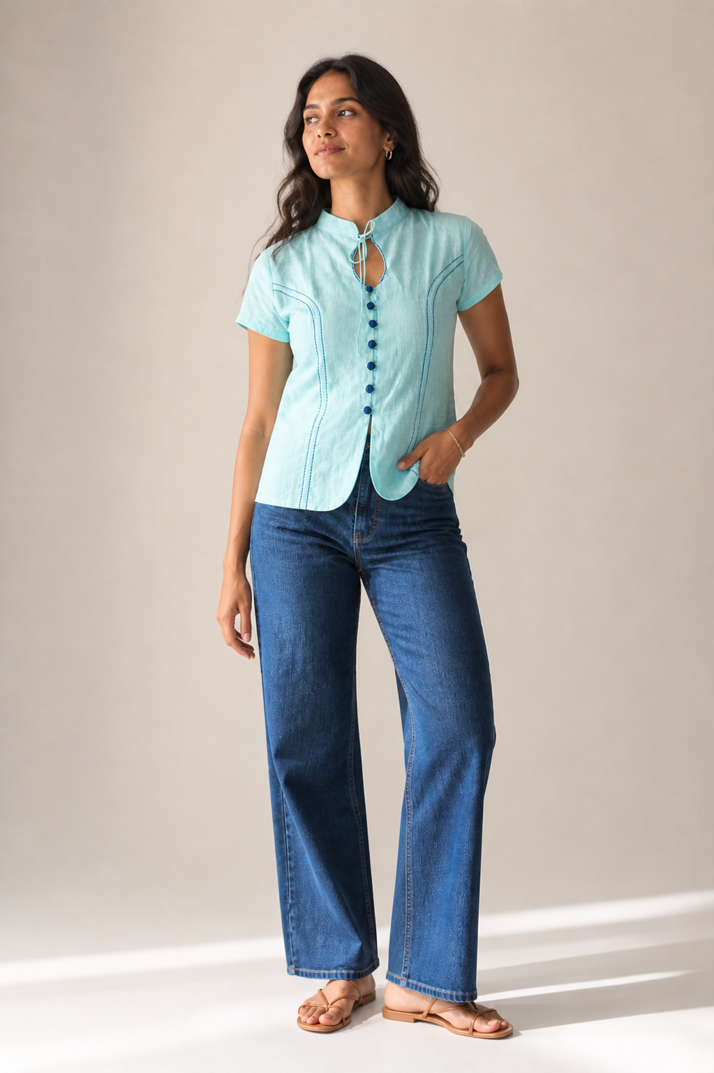 COLLARED COTTON TOP