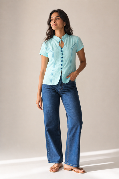 COLLARED COTTON TOP