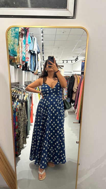 BLACK POLKA DOT DRESS WITH THIN STRAPS