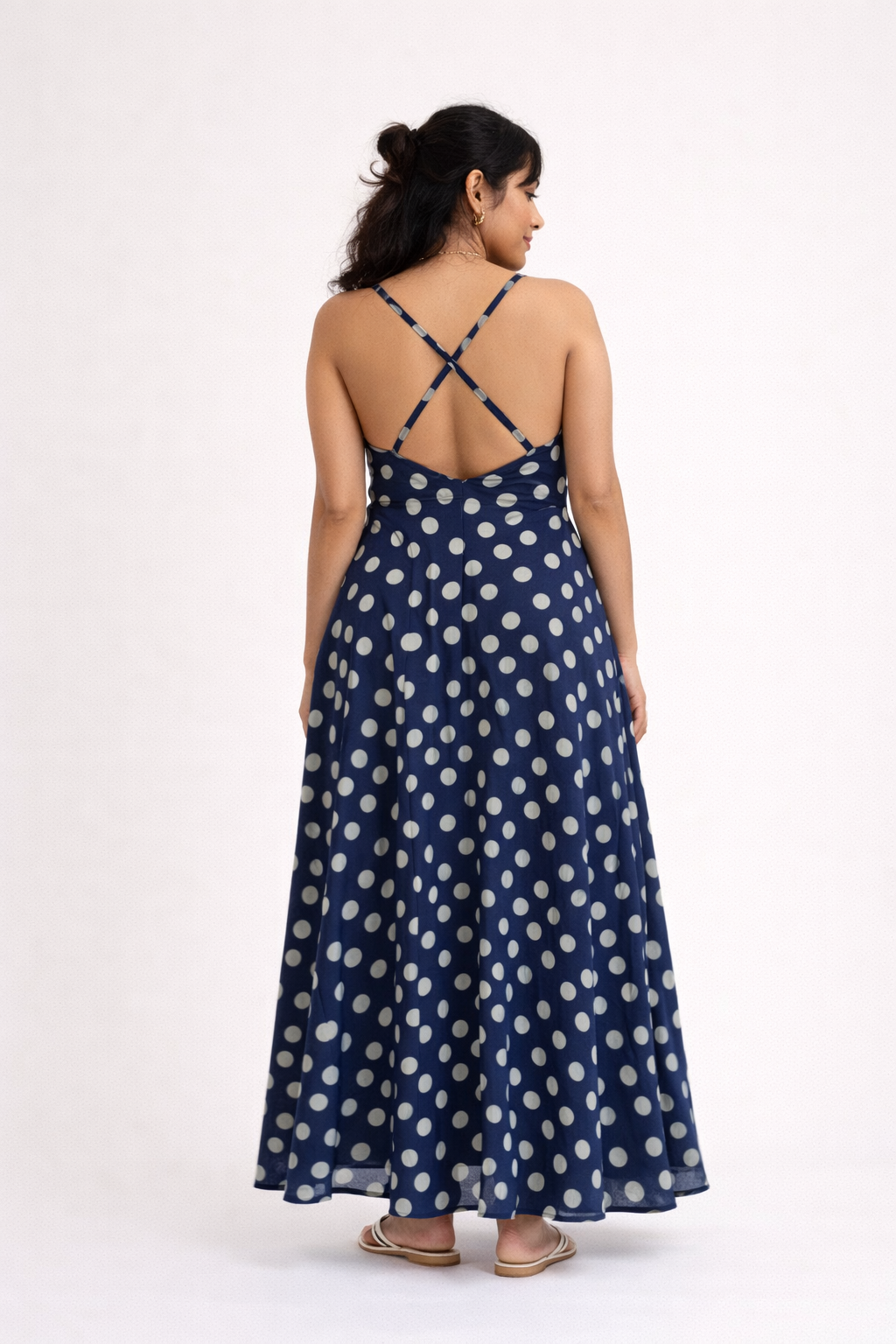 BLACK POLKA DOT DRESS WITH THIN STRAPS