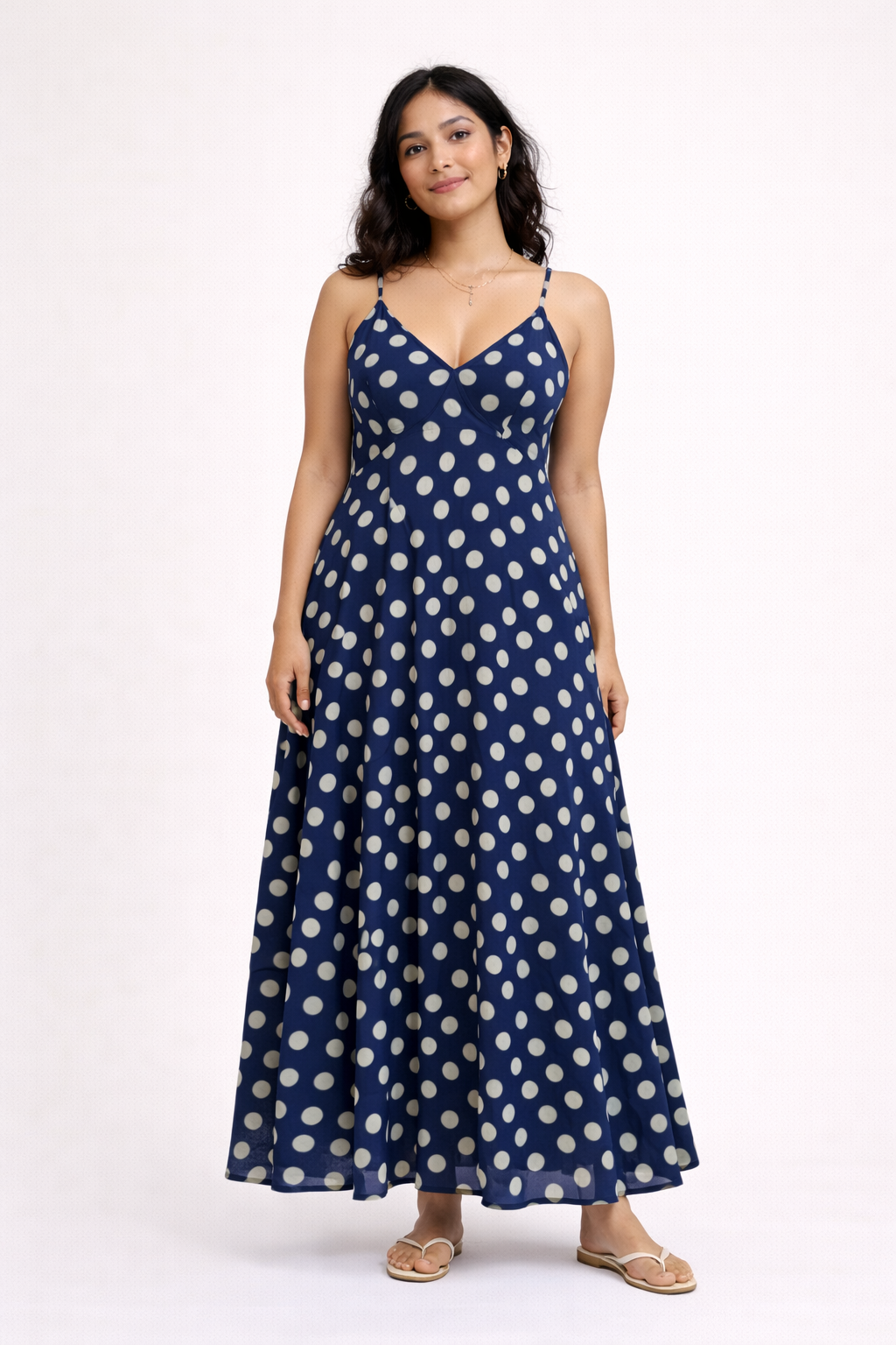 BLACK POLKA DOT DRESS WITH THIN STRAPS