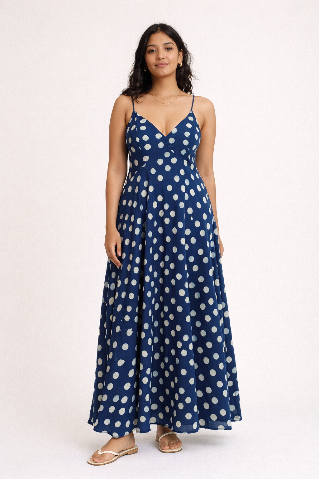 BLACK POLKA DOT DRESS WITH THIN STRAPS