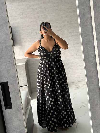 BLACK POLKA DOT DRESS WITH THIN STRAPS