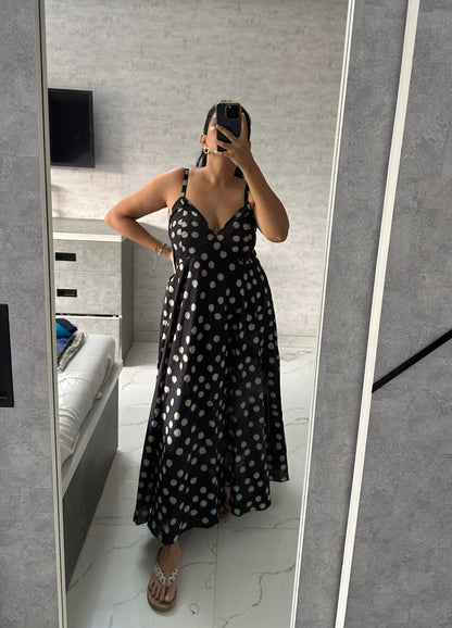 BLACK POLKA DOT DRESS WITH THIN STRAPS