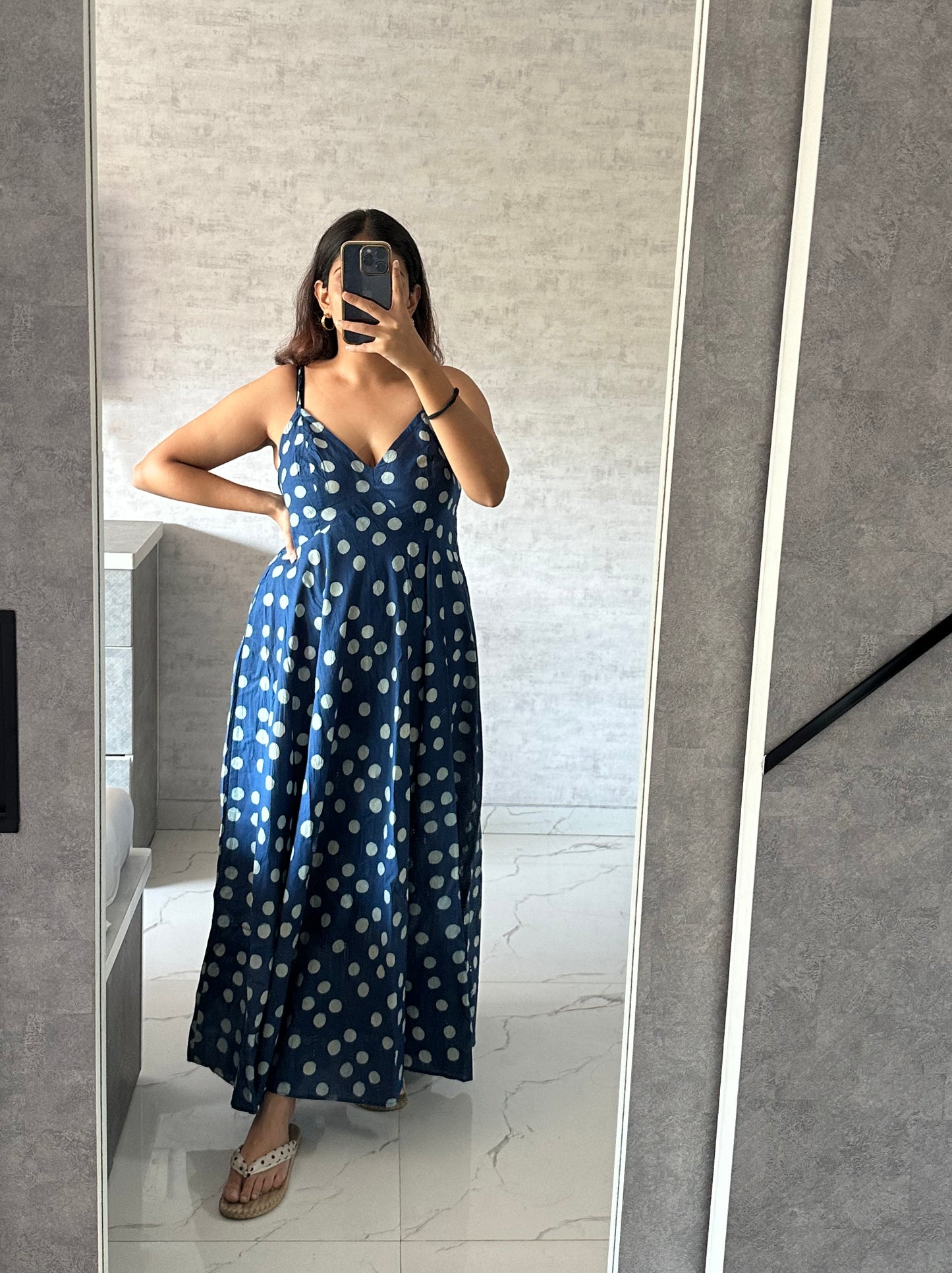 BLACK POLKA DOT DRESS WITH THIN STRAPS