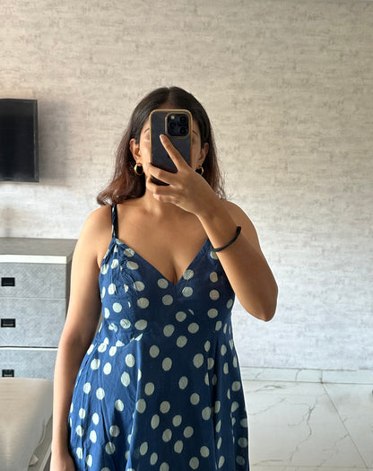 BLACK POLKA DOT DRESS WITH THIN STRAPS