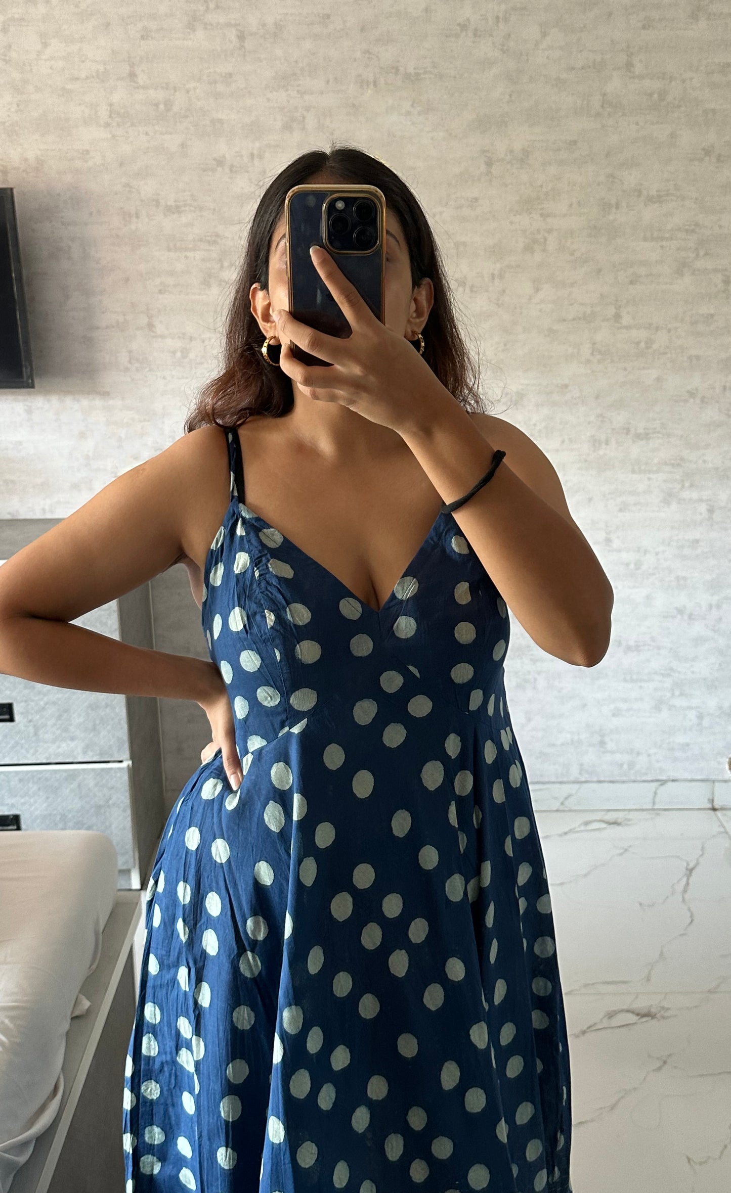 BLACK POLKA DOT DRESS WITH THIN STRAPS