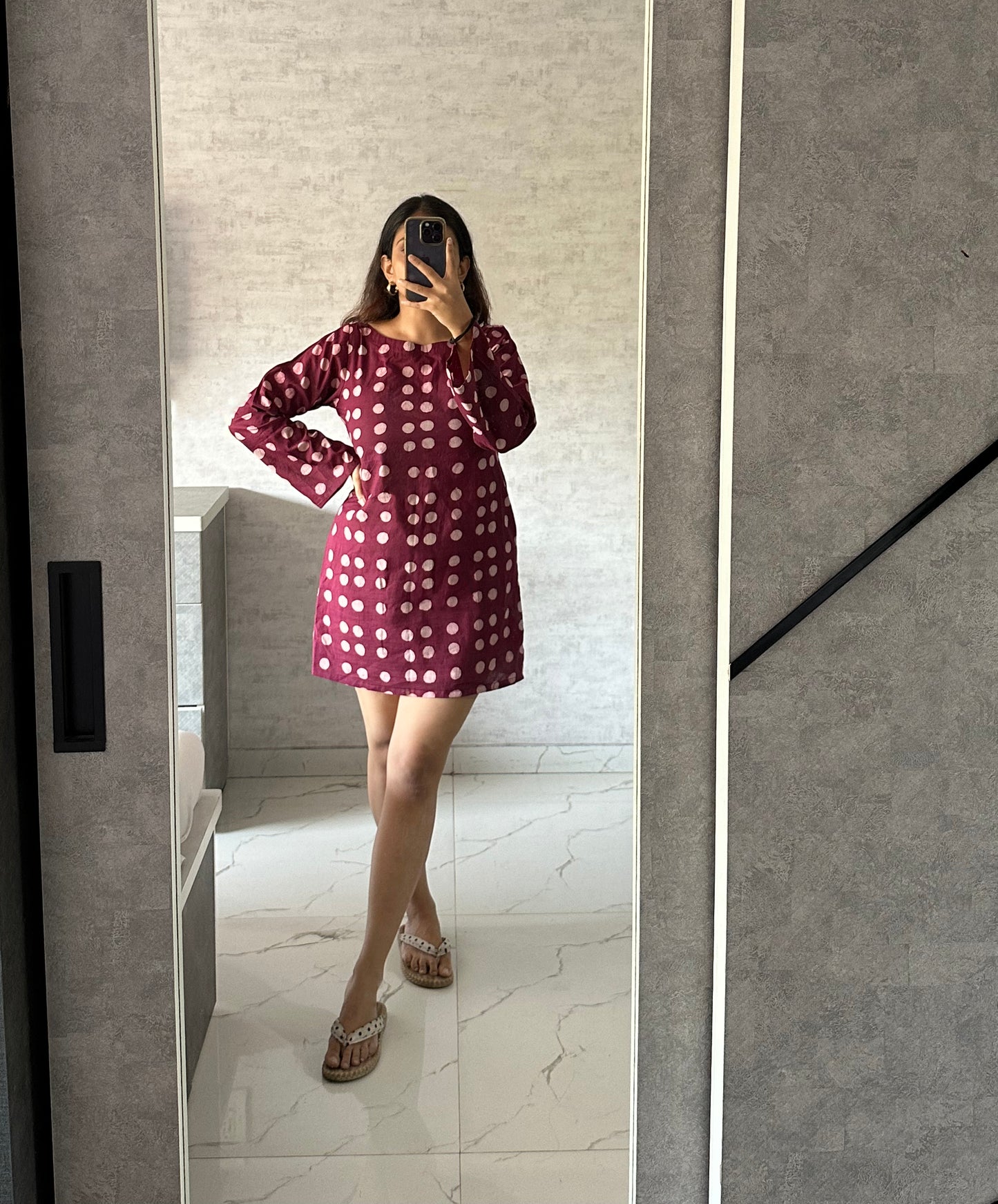 BLACK BELL SLEEVES POLKA DOT DRESS