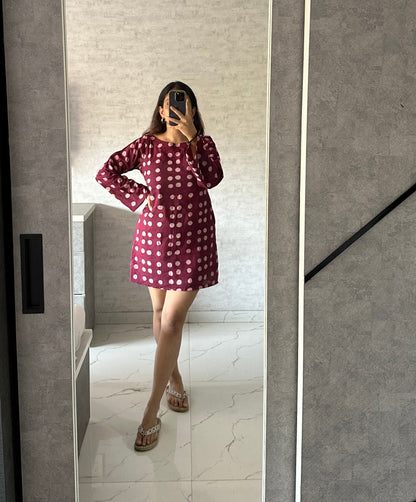 BLACK BELL SLEEVES POLKA DOT DRESS