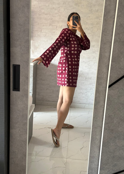 BLACK BELL SLEEVES POLKA DOT DRESS