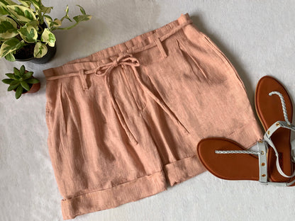 LINEN SHORTS - ARTICHOKE GREEN