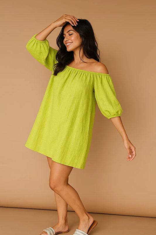 OFF-SHOULDER DRESS IN SOLIDS
