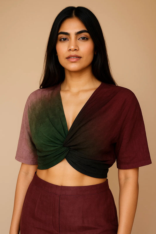 REVERSIBLE SHADED KNOT TOP - WINE SHADED