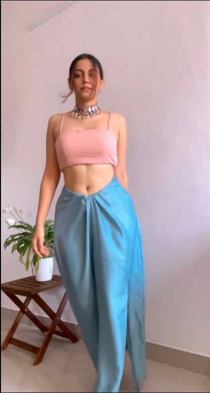 LINEN BANDEAU TOP - CHAMPAINGE PINK