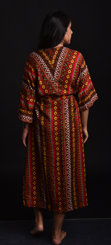 PRINTED MAXI DRESS - RED