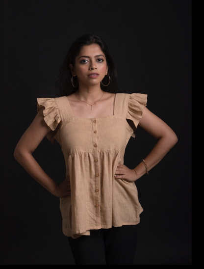 GATHERED MINT BLUE TOP - CELESTE BLUE