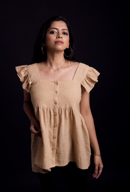 GATHERED MINT BLUE TOP - CELESTE BLUE