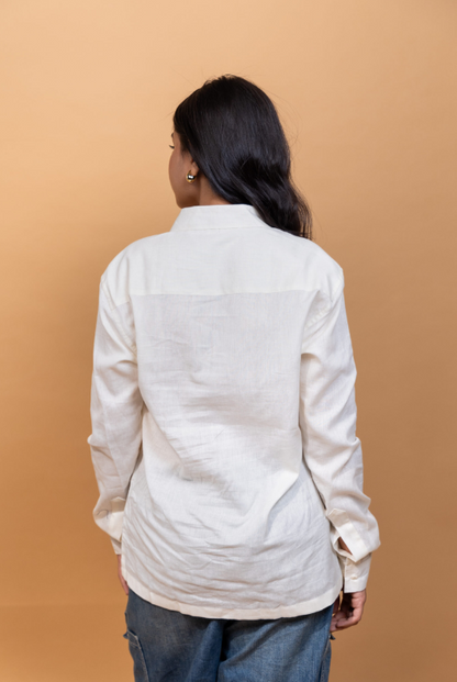 LINEN COTTON SHIRT - JET BLACK