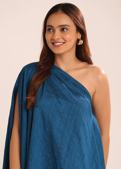 ONE SHOULDER TEXTURED DRESS - BRIGHT YELLOW