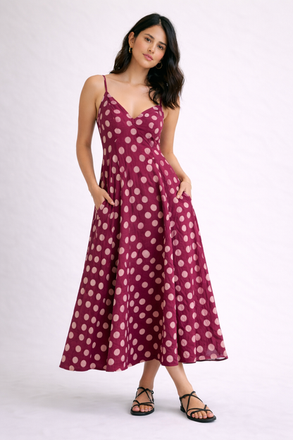 BLACK POLKA DOT DRESS WITH THIN STRAPS