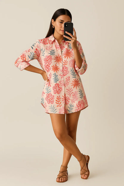 PRINTED SHIRTDRESS - GOTHAM GREEN